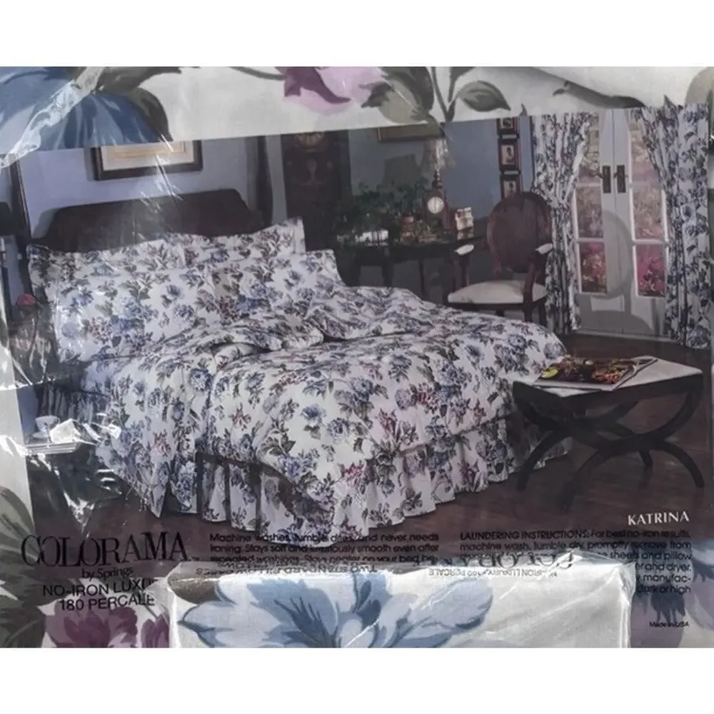 NWT 4 Piece Floral Sheet Set Double Size by Springs Colorama 180 Percale